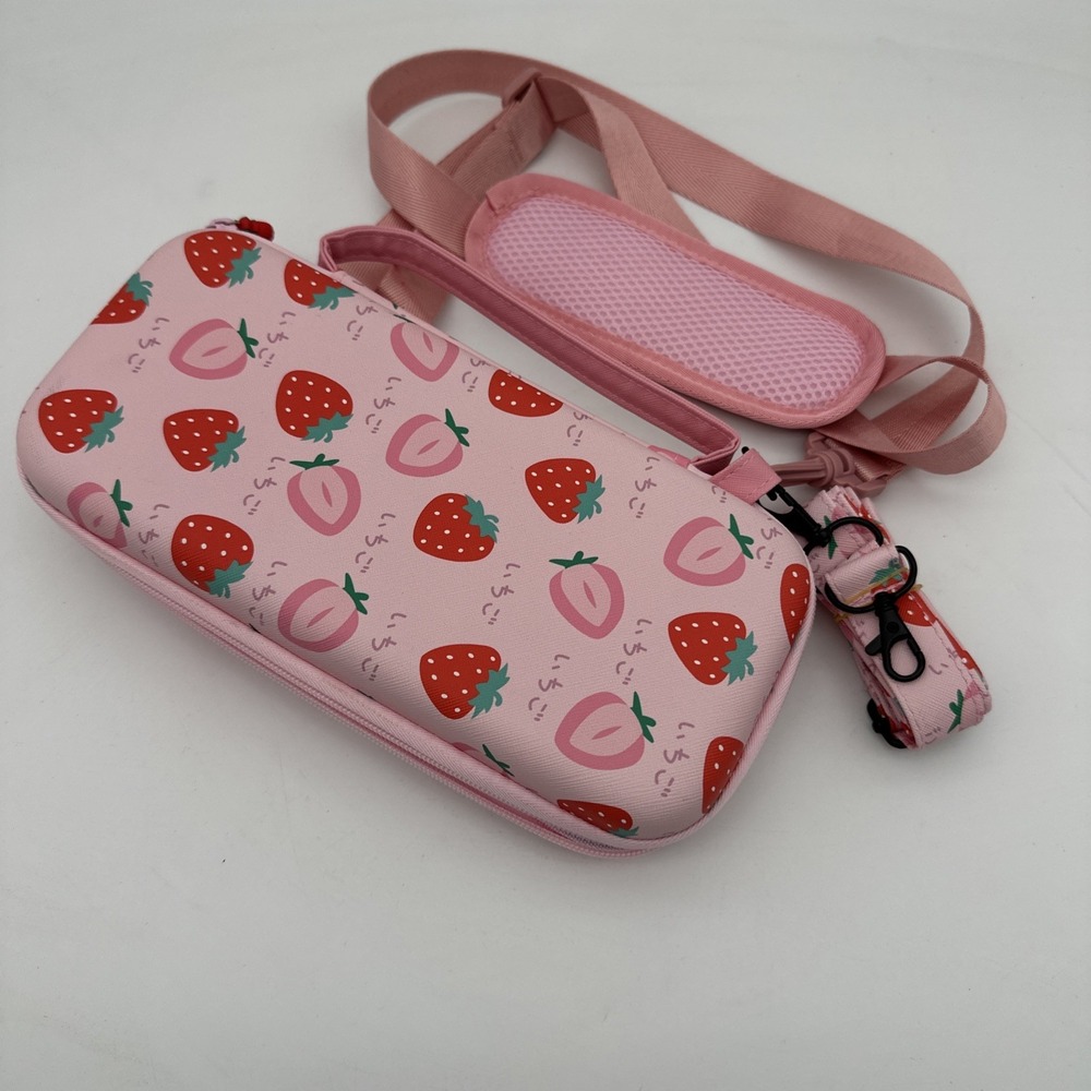 Strawberry Hard Shell Portable Travel Pouch Storage Bag For Nintendo Switch NWOT